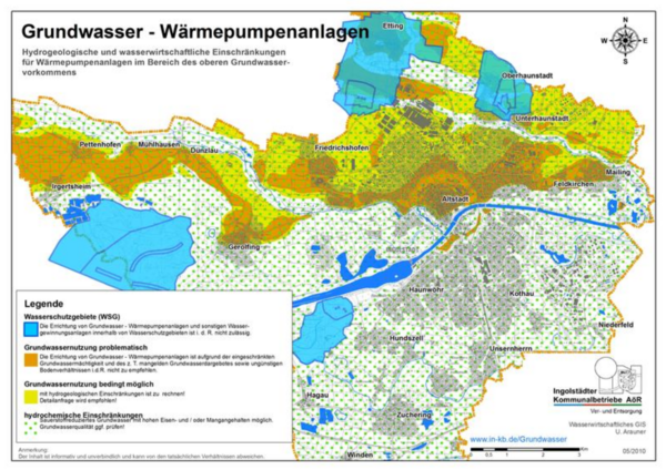 Bild vergrößern: Nutzungspotentail des Grundwassers für Wärmepumpen, Kartenbild