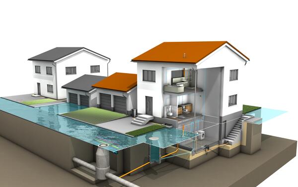 Bild vergrößern: Rückstauebene, schematische Darstellung