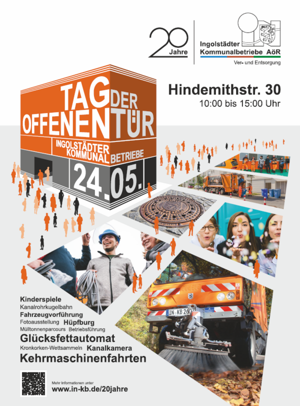 Bild vergrößern: Plakat zum 20jährigen Jubiläum der Ingolstädter Kommunalbetriebe.